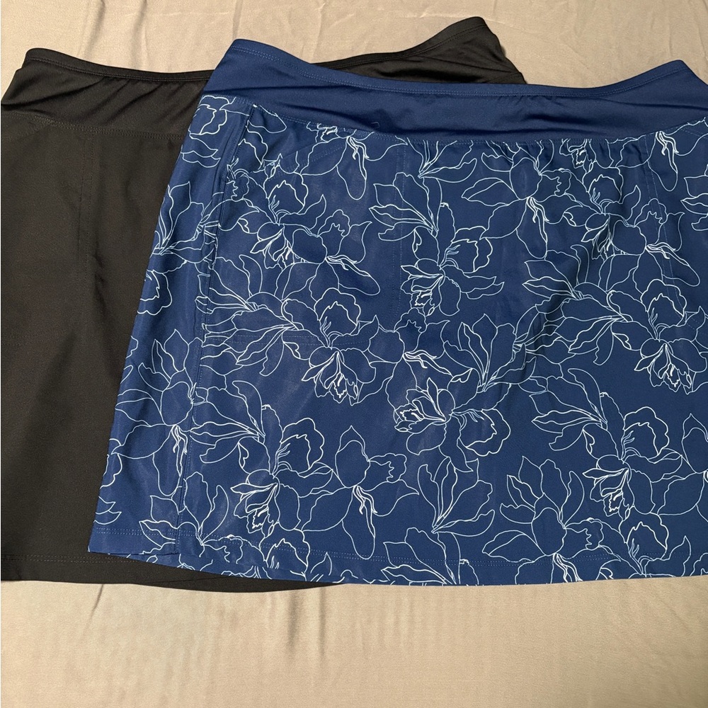 Floral Blue and Black Skort Set